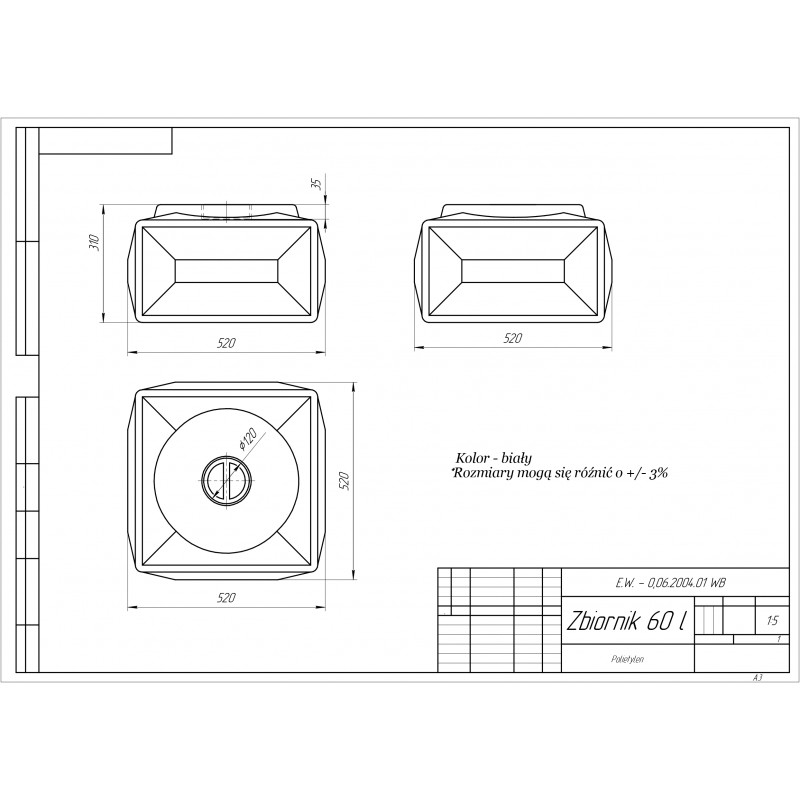 Tank 60 liters ZPLW small lid