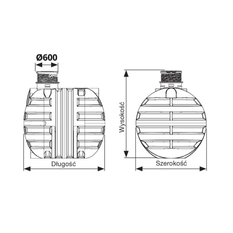 Zbiornik RoTerra 2450 rysunek technizny waterflex